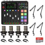 Rode RODECaster Pro II Podcast Mixer with 4x Rode PodMic, 4x PSA1, 32gbSD w XLR