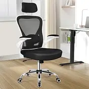 ALFORDSON Ergonomic Office Chair Nobel Series, Executive Chair Swivel for Computer Desk with Adjustable Headrest and Armrest, Mesh Student Gaming Chair (White Black)
