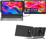 Laptop Screen Extender 14-inch, 1080P FHD Portable Monitor, Type-C/HDMI/USB-A