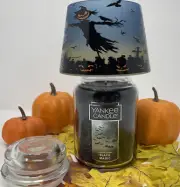 NEW Yankee Candle Set Scarecrow Halloween Silhouette Shade With Black Magic 22oz