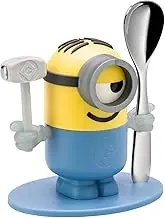 WMF Minions Egg Cup with Spoon Plastic Cromargan Polished Stainless Steel Dishwasher Safe Yellow Blue Without Engraving