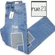 34x32 NWT RUE21 Mens Relaxed Supreme Flex Patches Distressed Denim Jeans Pants