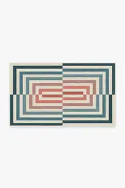 90' x 150' | Machine Washable Runner Rug | Kid & Pet Friendly | Indoor Rug | Jonathan Adler Op Art Teal Rug | Ruggable