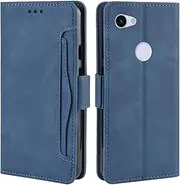 HualuBro Case for Google Pixel 3a XL Phone Case, Magnetic Full Body Protection Shockproof Stand Folio Flip PU Leather Wallet Case Cover with Card Holder (Blue)