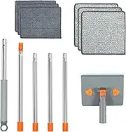 Ceiling Cleaner Tool, Baseboard Cleaner Mop Tool, Window Cleaning Mop with 6 Reusable Cleaning Pads for Rooms Walls Corners Door Frames Ceilings