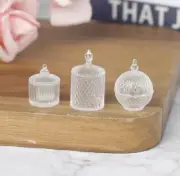 Doll House Access 1:12th Miniature - Set of 3 Beautiful Canisters CLEAR