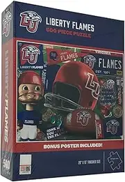 YouTheFan NCAA Liberty Flames Retro Series 500pc Puzzle with Bonus Poster, Team Colors, 15" x 20"