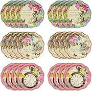 Talking Tables Pack of 24 Alice in Wonderland Themed Disposable Paper Plates | Supplies for Mad Hatter Tea Party, Birthday, Baby Shower, Mother's Day