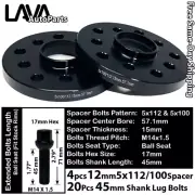4PC 15MM THICK 5X112 & 5x100 57.1MM C.B WHEEL SPACER +14x1.5 BOLT FIT VOLKSWAGEN (for: Volkswagen)