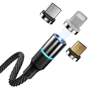 High Quality 3-in-1 Fast Charging Magnetic Cable Charger for Micro USB, Type C and for Apple Devices iPhone 12 11 Pro XS Max