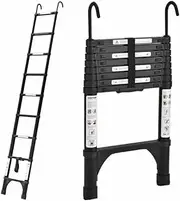 Aluminium Black Lightweight Telescopic Ladder Hooks 0.77m - 2.6m 150kg with Carry Bag