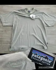 Vintage 90s Patagonia Embroidered Logo Mirco Stripe Knit T-shirt Sz L DEADSTOCK