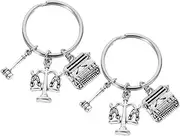 [Baluue] 2pcs Lawyer Keychain Pendant Creative Keyring Decor for Bags Keys Multi Functional Hanging Keyring Practical Key Ring Charm Elegant Lawyer Court Scales Design