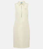 [Prada] Prada Half-zip silk-blend midi dress AU 6 white