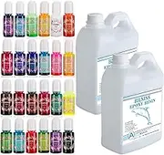 BILNINS Epoxy Resin - Large 4L/135oz. Art Resin, Crystal Clear Resin Kit, Epoxy Casting and Coating for Art, Jewelry, River Tables, Non-Toxic, Easy Mix 1:1, with 24 Colors Coloring Dye Liquid Pigment