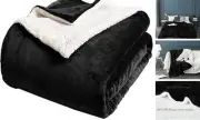 Sherpa Fleece Bed Blanket Fuzzy Plush Warm Super Soft Twin(65x90 Inches) Black