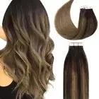 Remy Tape in Human Hair Extensions Balayage Seamless PU Skin Weft 1BT1B/27 22in