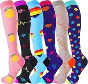 [bropite] Halloween Compression Socks for Women & Men-6 Pairs 20-30mmhg Support Running Nurse Travel Compression Socks