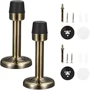 2 Pack Door Stoppers, Bronze Stainless Steel Wall Protector Home Door Stops with Rubber Buffer Bumper for Sound Dampening