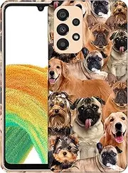 [GlamCase] for Samsung Galaxy A23 5G / 4G, Galaxy A23 5G / 4G Case - Dogs Collage Pug Printed Slim & Sleek Cute Hard Plastic Protective Designer Back Phone Case/Cover for Samsung A23 5G / 4G White