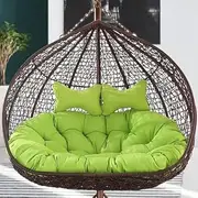 Double Seat Egg Chair Swing Cushion Replacement Outdoor Hanging Wicker Rattan Chair Cushion for Patio Garden Green Color