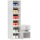 Foldable Shoe Rack Organizer Stackable Plastic 6-Tier Shoe Storage Closet Shelf