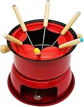 ZHZXBDGQ Fondue Set - Chocolate Fondue Maker Set with 6 Forks - Multifunctional Carbon Steel Ice Cream Hot Pot Melting Pot Fondue Set - Ideal for Cheese/Chocolate/Meat Fondue -Red