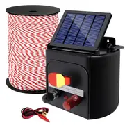 Electric Fence Energiser 3km Solar Powered Energizer Charger + 500m Tape Fencing