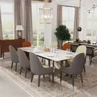 Oversized Extending Dining Table Glossy Real Marble Leaf Table Kitchen Furniture