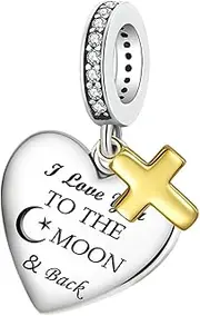 [XOYOYZU] Love Heart Charm Fit for Pandora Charms Bracelet Christian Bible Verse Cross Charm Prayer Faith Religious Jewelry Gifts for Women