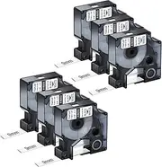 Nineleaf 6 Pack Compatible for DYMO 18053 Rhino Heat Shrink Tube Industry Label Tape 9mm 3/8" x 5ft Black on White Wire Tapes for Industrial Rhino Pro 3000 4200 5000 5200 6000 3M Label Maker