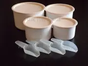 NOS Vtg Tupperware One Touch Canister Set w/Scoops Ivory Pink 2708, 2709, 2710