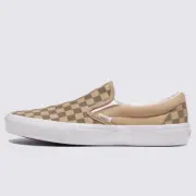 New Vans Classic Slip-On Canvas Block Checkerboard Brown Sneakers 2024