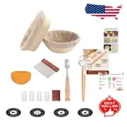 Sourdough Starter Kit with Round & Oval Banneton Baskets - Complete Baking Set