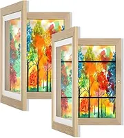 Orionstar 2 Pack Kids Art Frames, Artwork Picture Frames Changeable, Front Opening Picture Display Frames 11.8X8.5 Holds 100 A4 Pcs, Artwork Storage Frames for Children, Home and Office, Wood