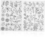 HAWILLOSCH Embroidery Stabilizer 2 Sheets Water Soluble Embroidery Backing Fabric Wash Away Stencil Patterns for Flowers Versatile Use for Clothing Home Decor