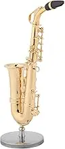 Miniature Alto Saxophone Replica Exquisite Craftsmanship, for Home Decor, with Stand and Wooden Case, Brass, Golden
