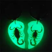 RARE HEART SHAPE GOLDEN SCORPION GLOW LUCITE LOVERS KEYRING KEYCHAIN INSECT GIFT