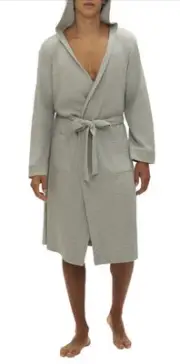 Gap Men's 2-Pc Hooded Waffle-Knit Robe - Heather Grey-Medium New In Factory Bag