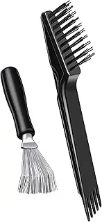 2 Pcs Hair Brush Cleaning Tool - Comb Cleaner and Remover for Dust, Home and Salon Use (Black Polished Wooden Handle Rake)