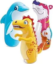 HERW Inflatable Punching Bags Cartoon Animal Blow up Tumbler for Kids, Boxing Toys Blow up Bounce-Back Action Power Bag Standing Indoor Outdoor Party Game Dinosaur/Seal/Dolphin Random one