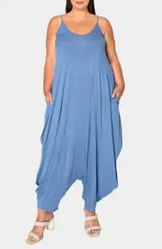 L I V D Quinn Pocket Balloon Leg Jumpsuit in Indigo at Nordstrom, Size 3X