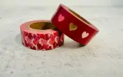2 Rolls Hearts Love Gold Foil Washi Tape Planner Supply Valentine's Day Crafts