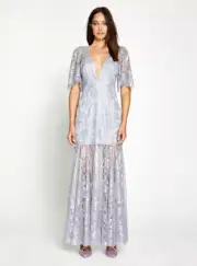Alice Mccall Mist Be Mine Gown size 6 light blue with lace