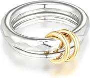 [Melhill] Stainless Steel Stacked Modern Twist Ring Hypoallergenic Minimalist Style Everyday Wear Jewelry for Women Size 8