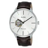 在飛比找momo購物網優惠-【ALBA】送禮首選 機械男錶 皮革錶帶 銀白 防水50米 