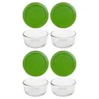 Pyrex 7200 2-Cup Glass Food Storage Bowl w/ 7200-PC Lawn Green Lid (4-Pack)