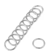 8mm Metal O Rings Non-Welded for Straps Bags Belts DIY Silver Tone 50pcs