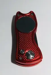 Switchblade Golf Divot Tool with Magnetic Ball Marker Red New