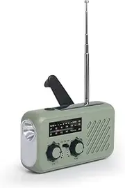 BOROCO Emergency Solar Radio, Self-Powered Crank Radio with LED Torch, SOS Alarm, AM/FM Weather Wind Up Radio for Emergency Charging of Smartphone, with USB (XLN-297WB)